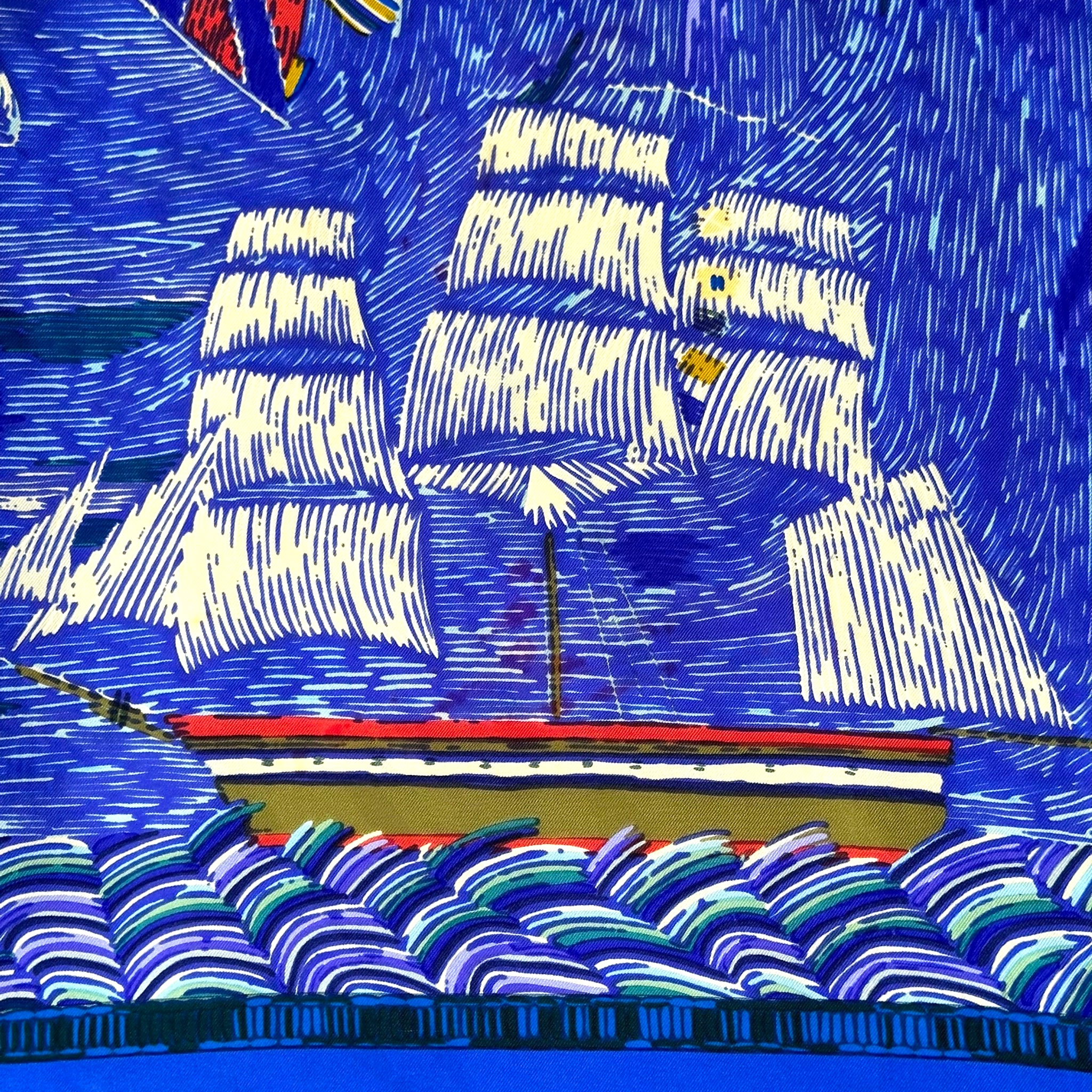 Naïve marine print - HERMES SCARF 90 cm