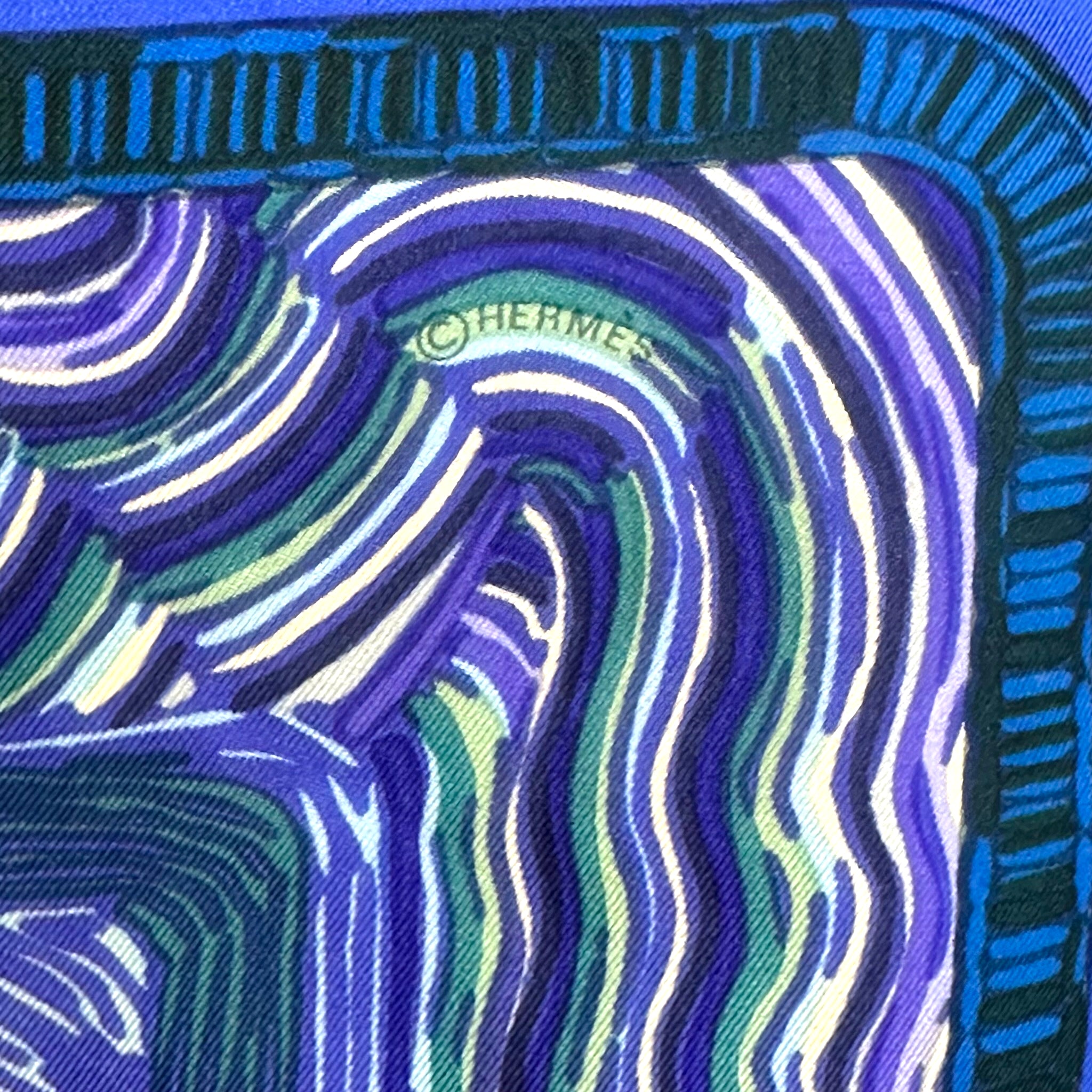 Naïve marine print - HERMES SCARF 90 cm