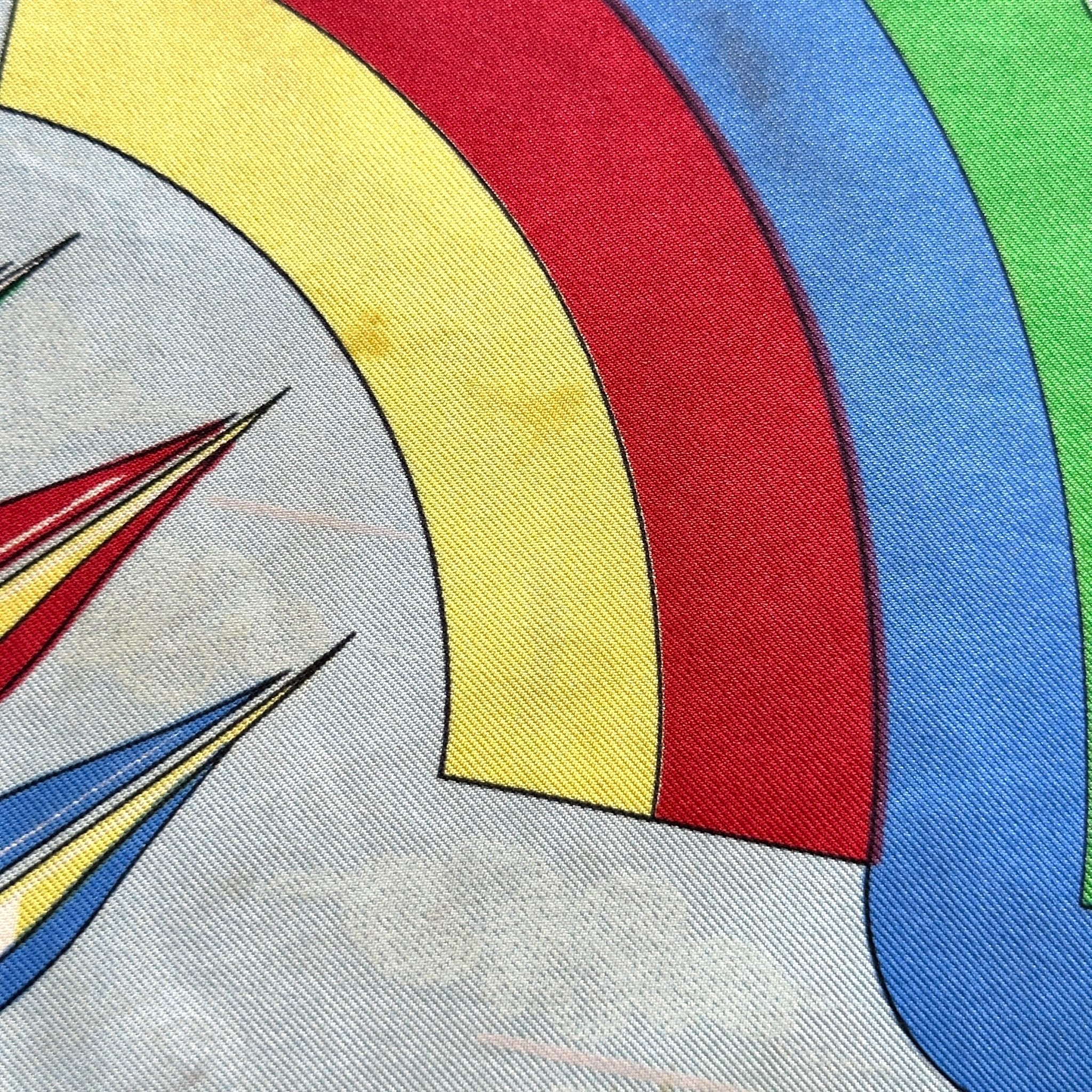 zoom sur détail jaune bleu rouge signe d'usure