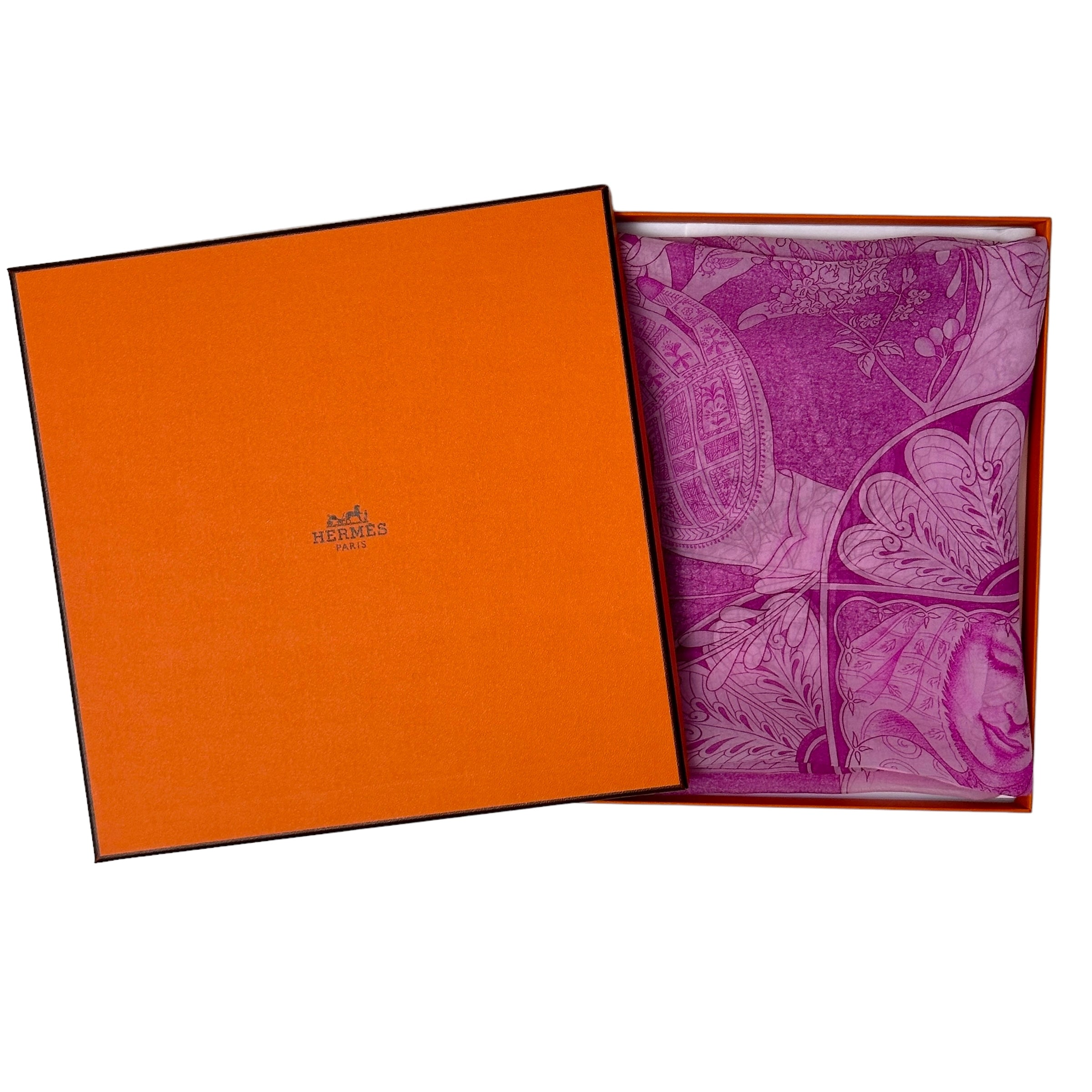 foulard-carre-hermes-le-chant-du-henne-avec-boite-orange