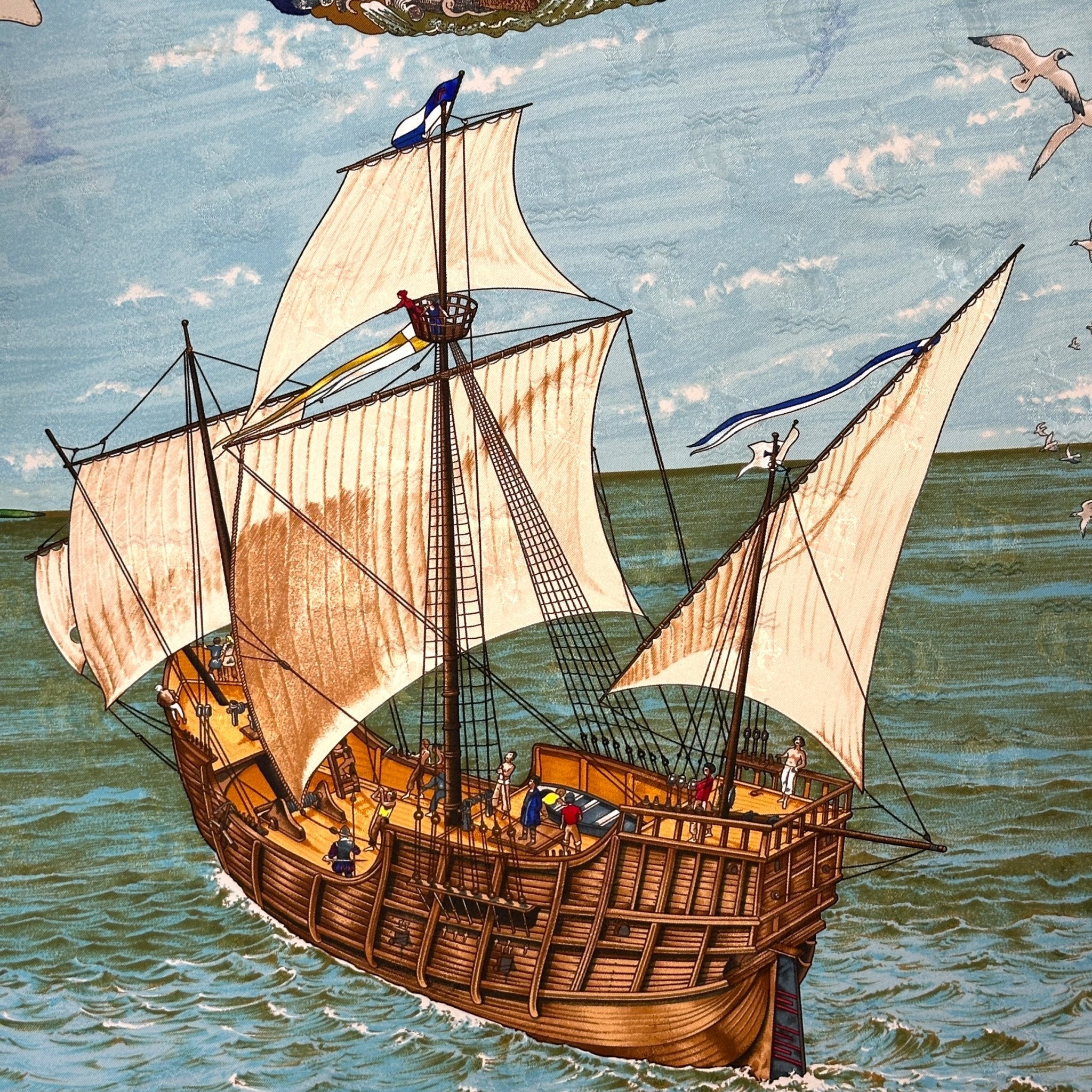 caravelle Santa Maria au centre du foulard hermes christophe colomb decouvre l'amerique