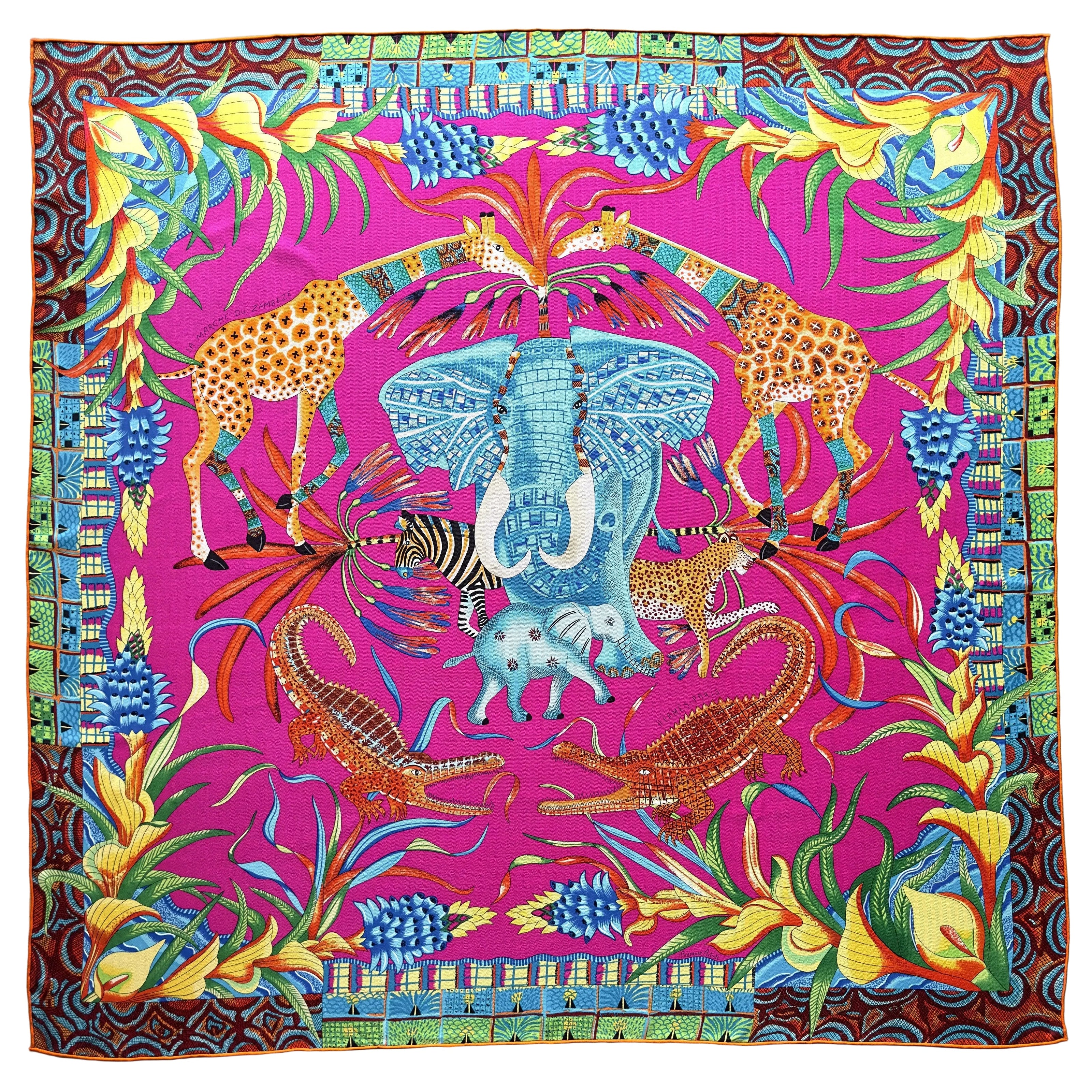 Foulard Hermès géant 140 cm – La Marche du Zambèze – Ardmore Artists (2016)