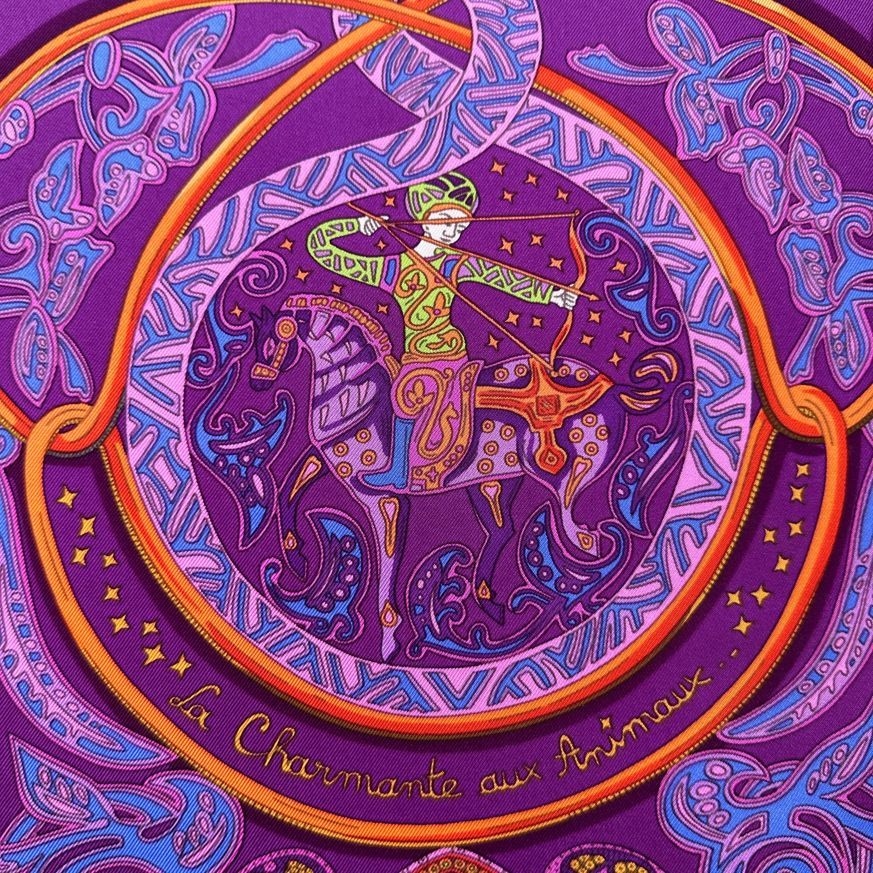 foulard carre hermes 90 cm la charmante aux animaux 