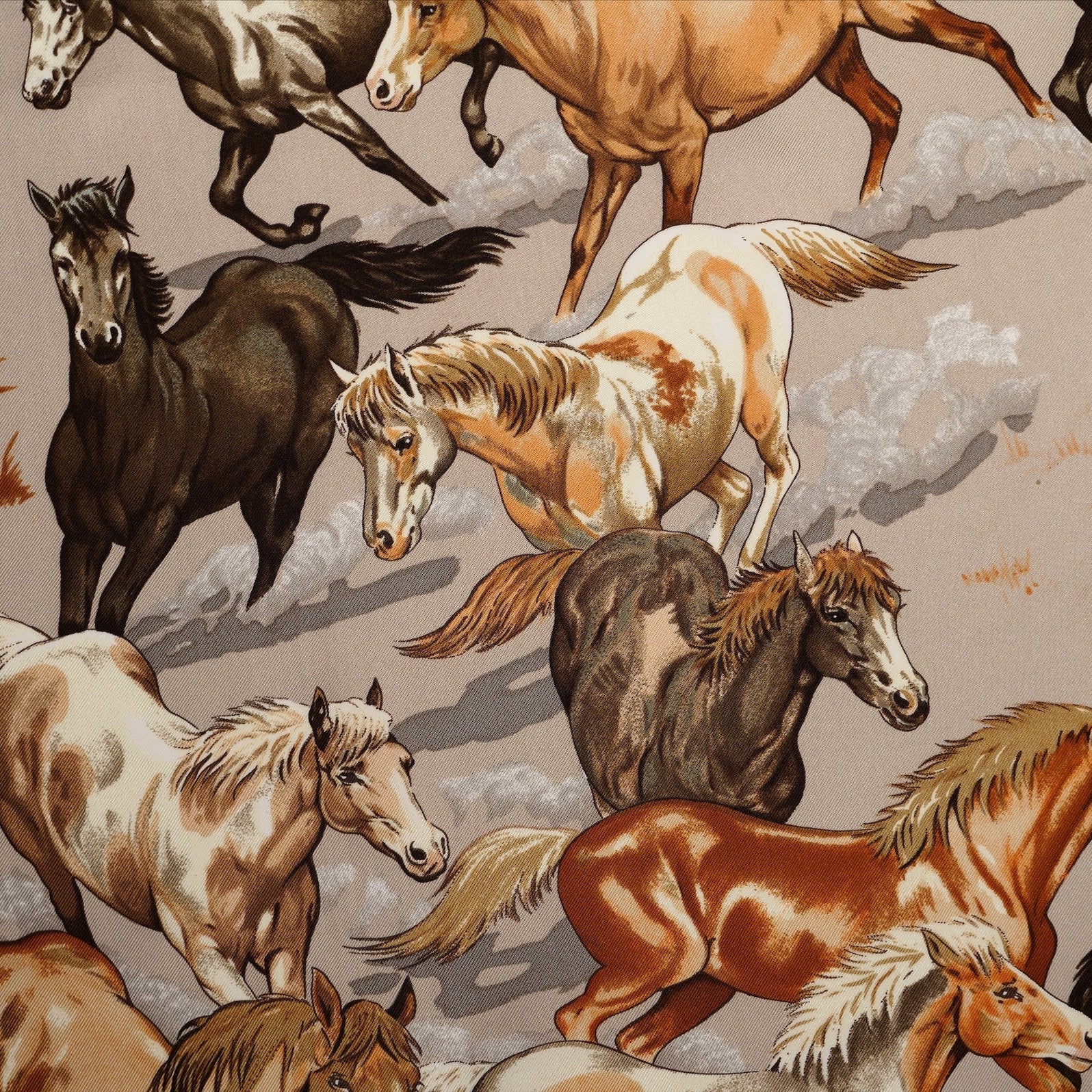Carré Hermès 90 cm – Les Mustangs – Robert Dallet (1993)