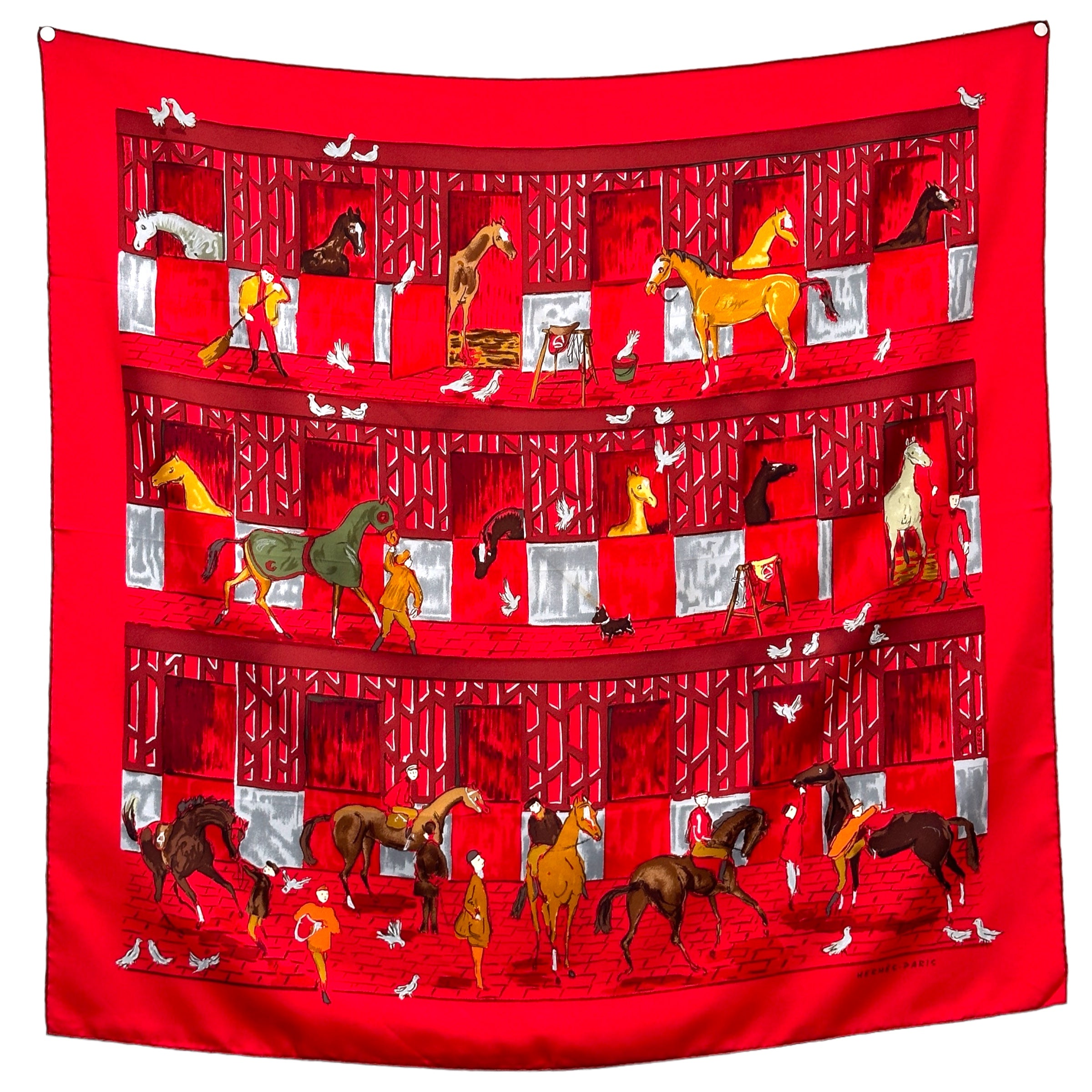 foulard hermes les boxes de coulaur rouge 