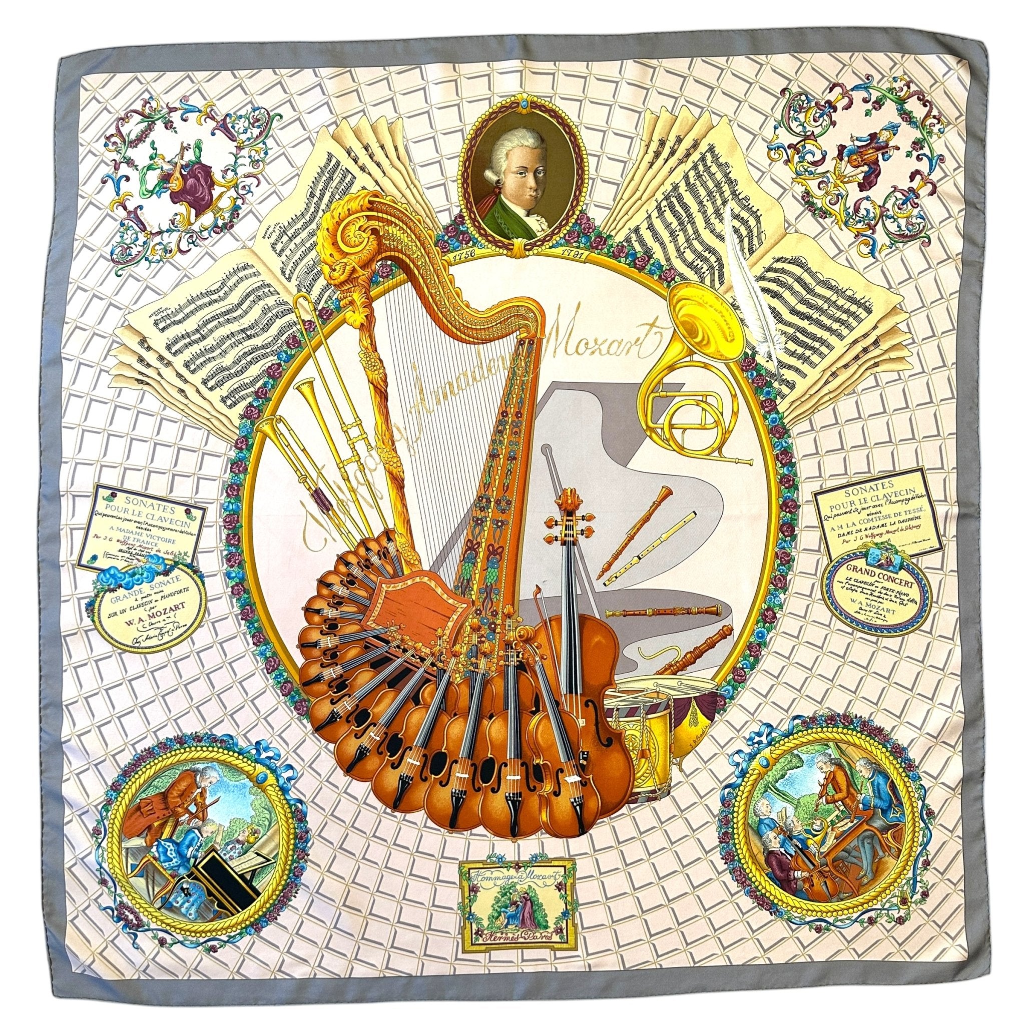 foulard hermes hommage a mozart rose