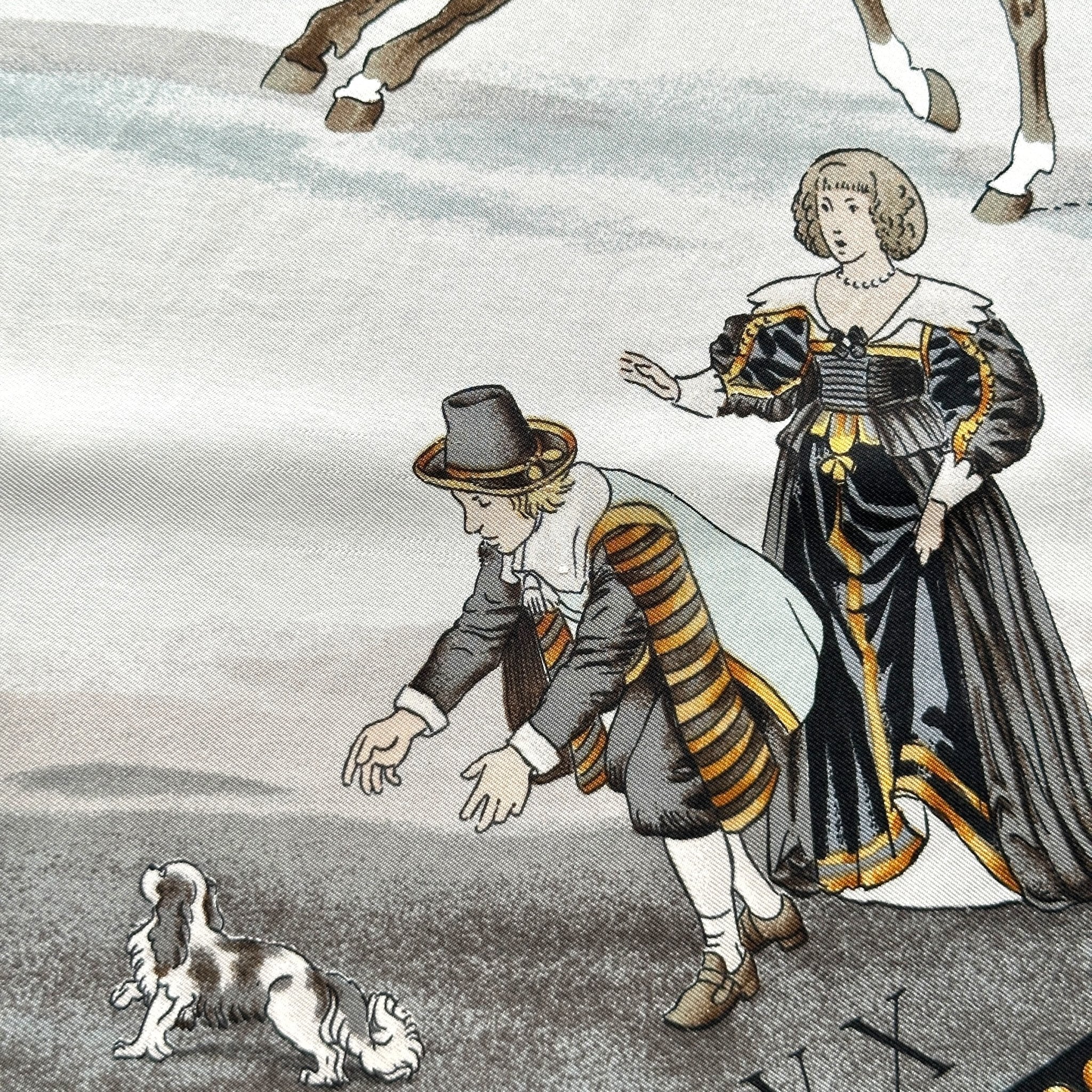 Détail d'un homme se baissant vers un chien 