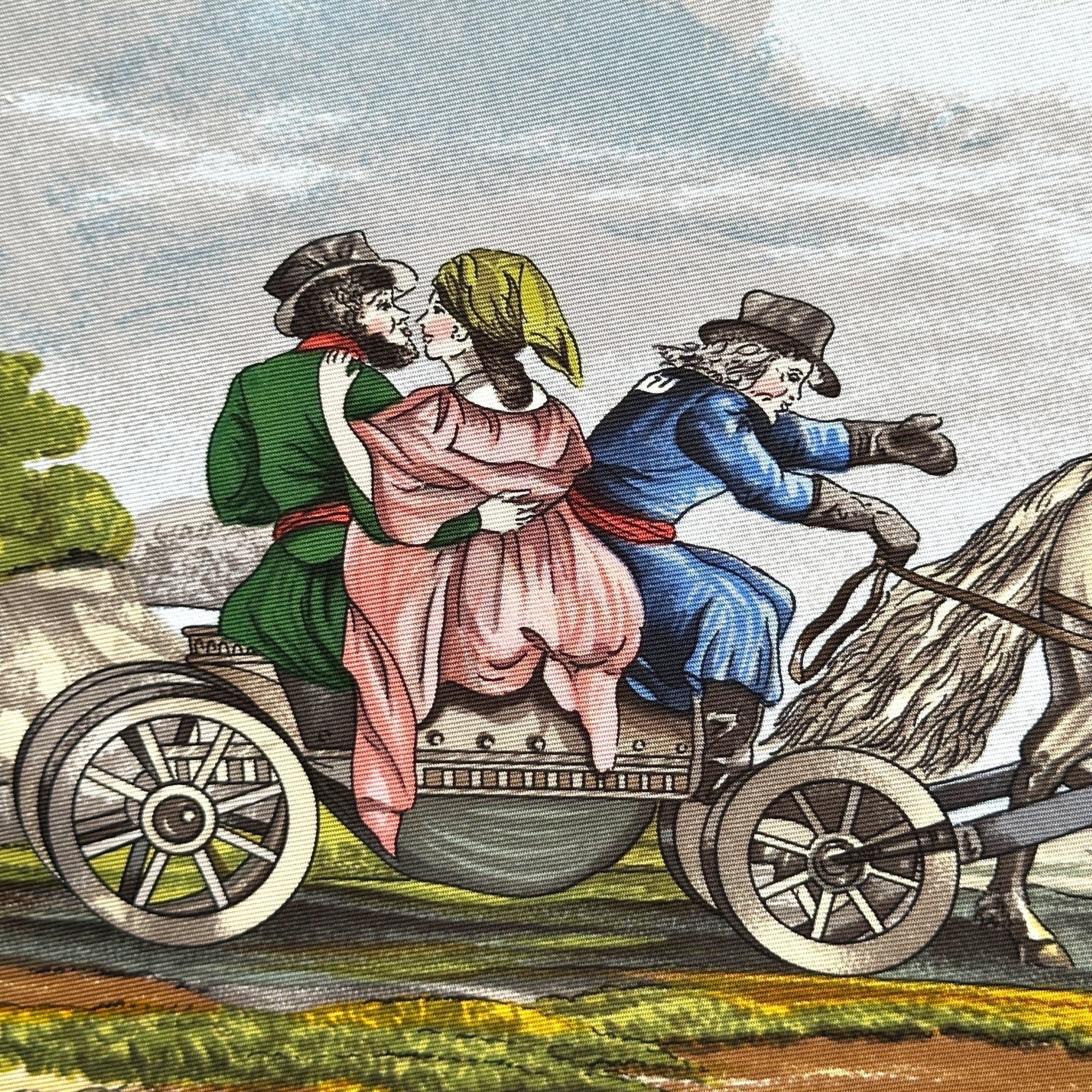 Détail du motif : attelage russe en voiture