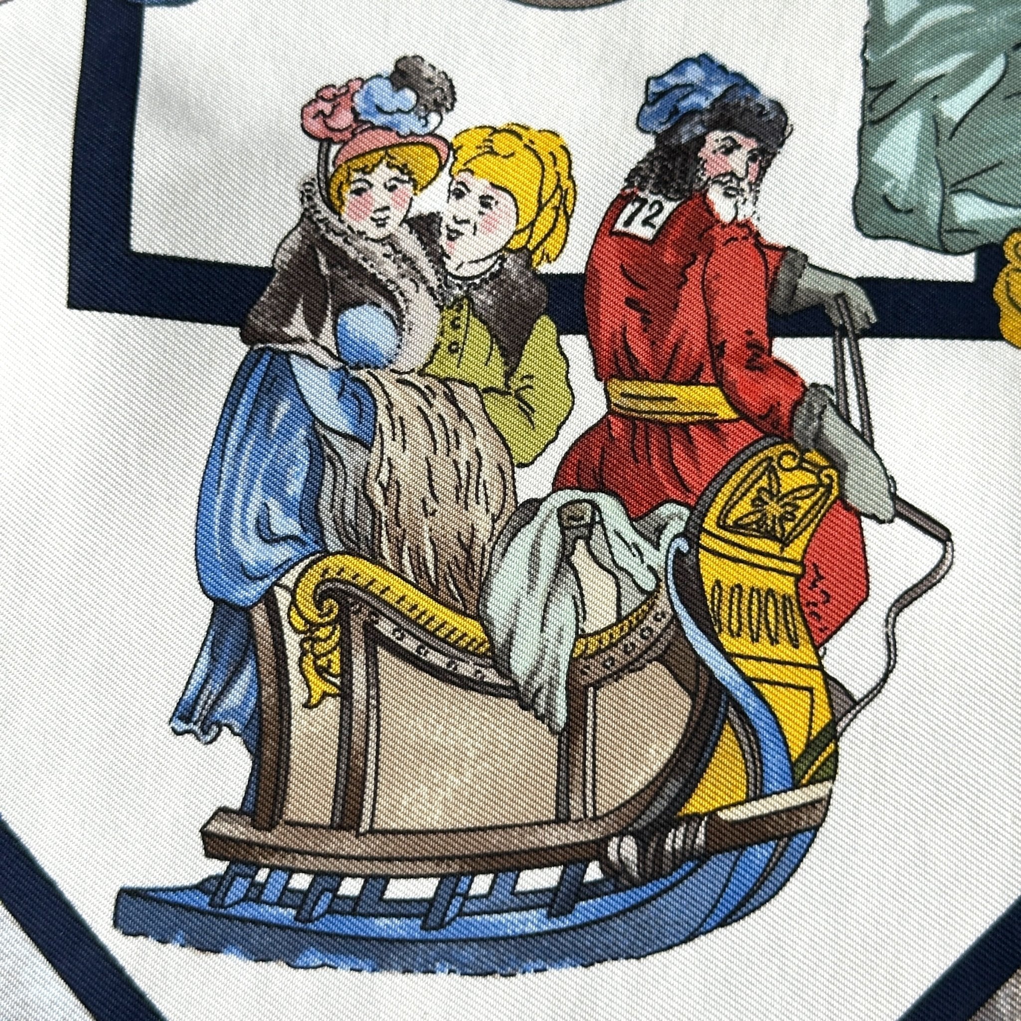Détail du motif : attelage russe en traîneau 